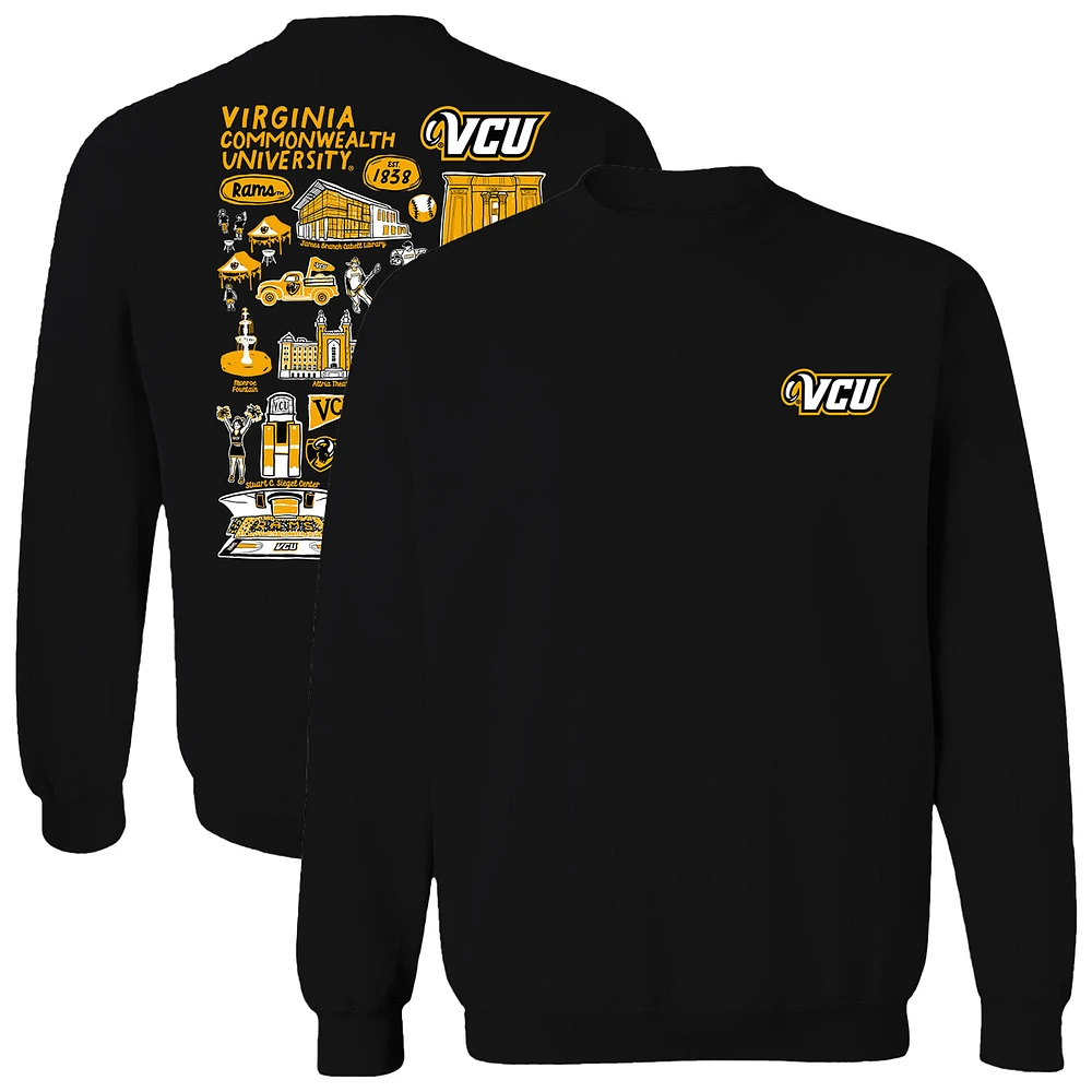 Women's Vive La Fete Black VCU Rams Impressions Artwork Pullover Sweatshirt