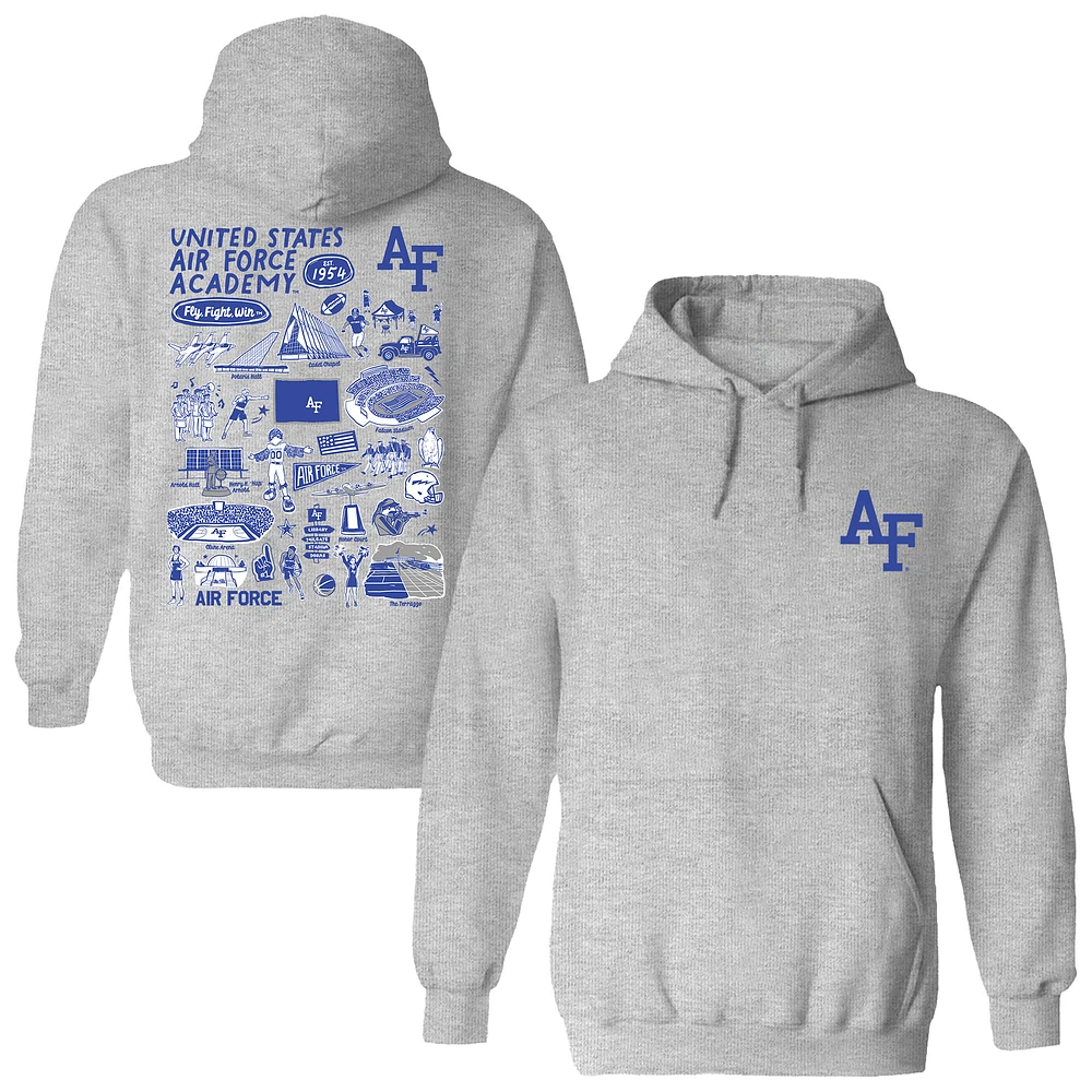 Women's Vive La Fete Gray Air Force Falcons Impressions Artwork Pullover Hoodie