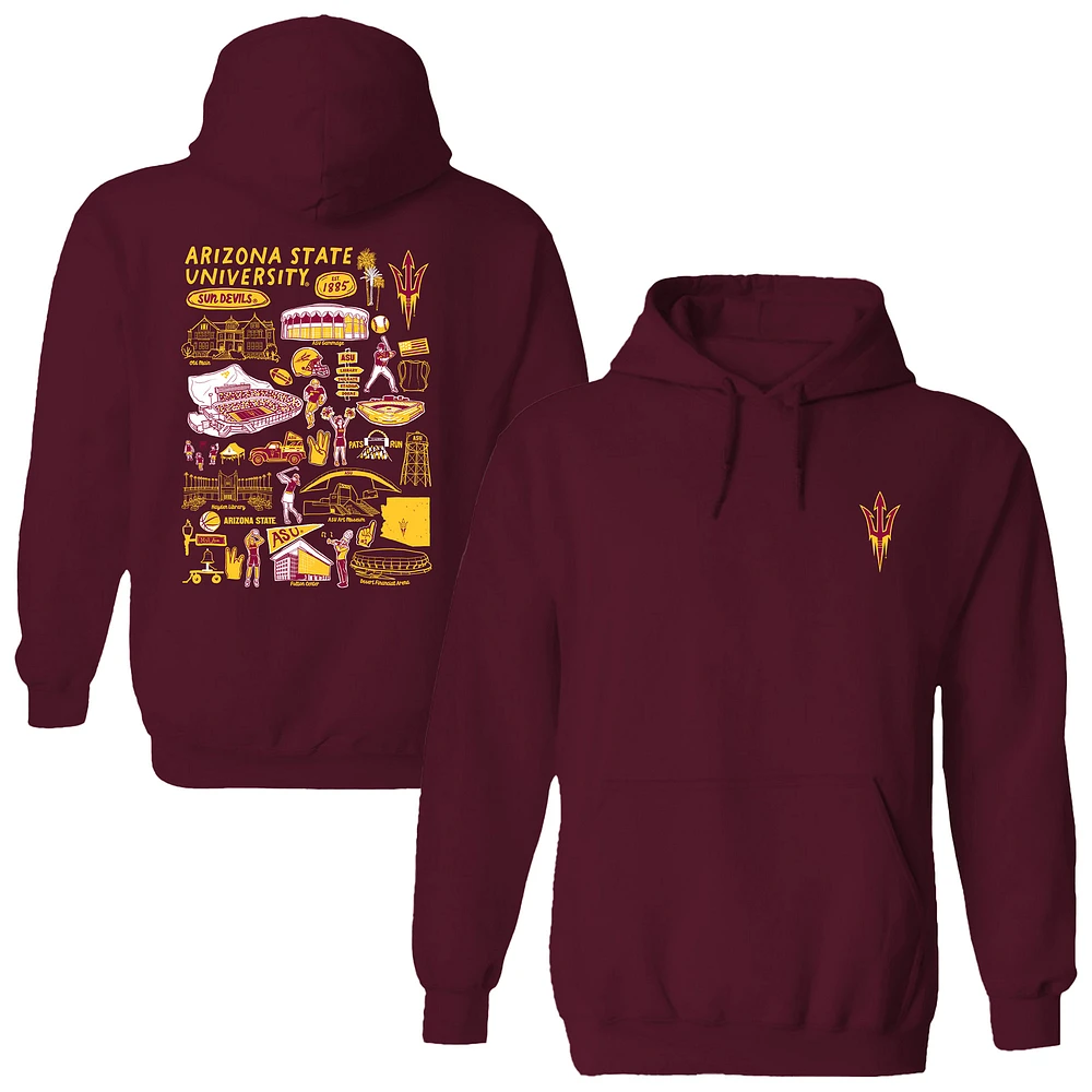 Women's Vive La Fete Maroon Arizona State Sun Devils Impressions Artwork Pullover Hoodie