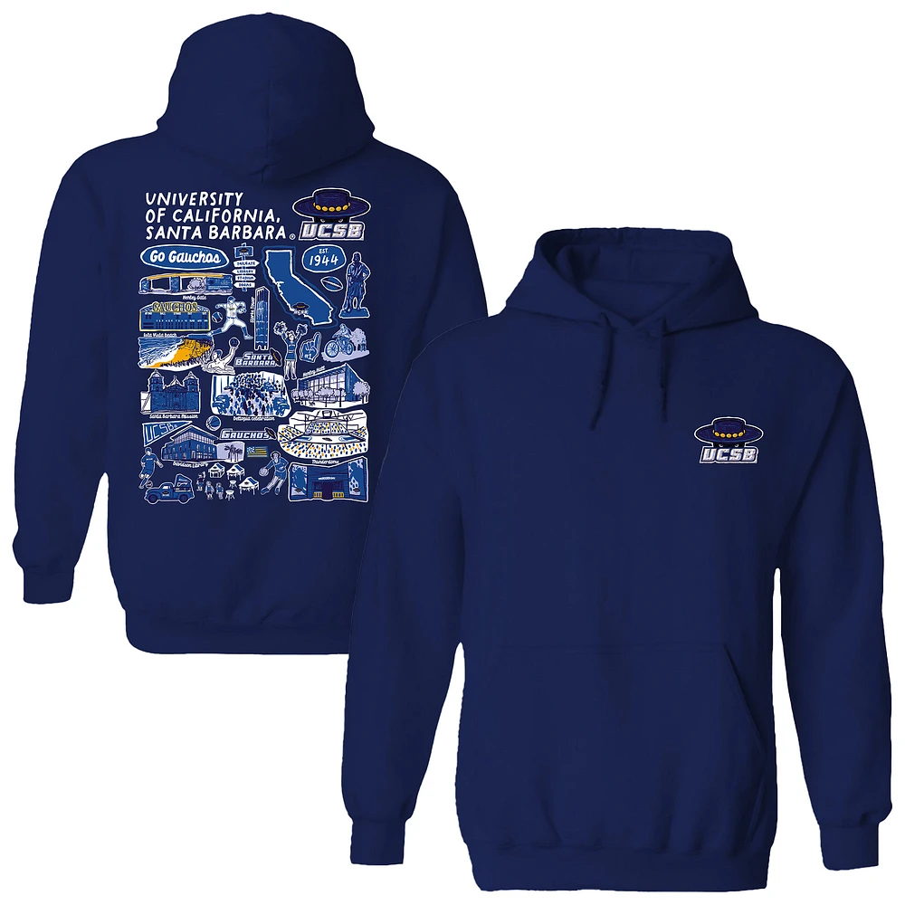 Women's Vive La Fete Navy UC Santa Barbara Gauchos Impressions Artwork Pullover Hoodie