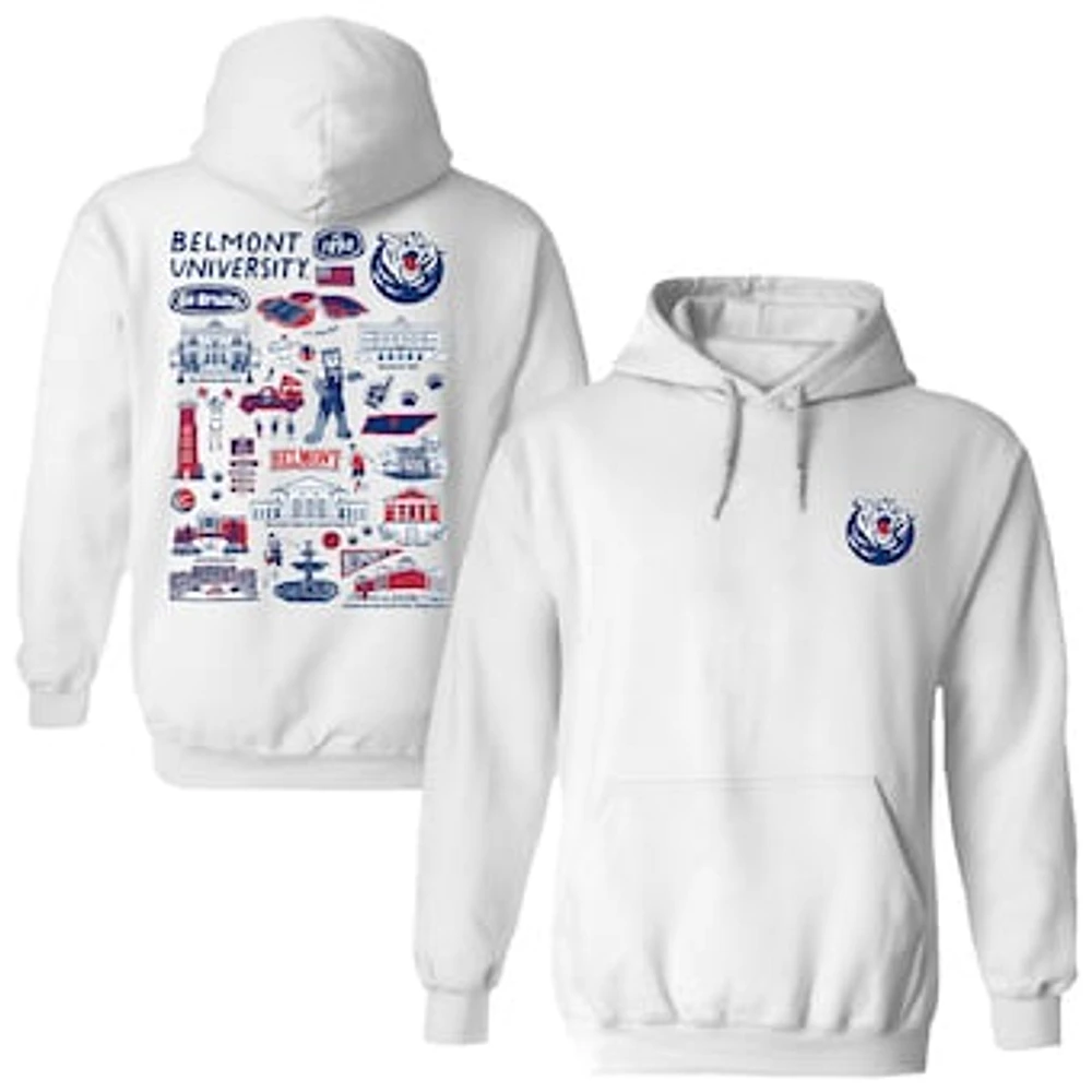 Women's Vive La Fete White Belmont Bruins Impressions Artwork Pullover Hoodie