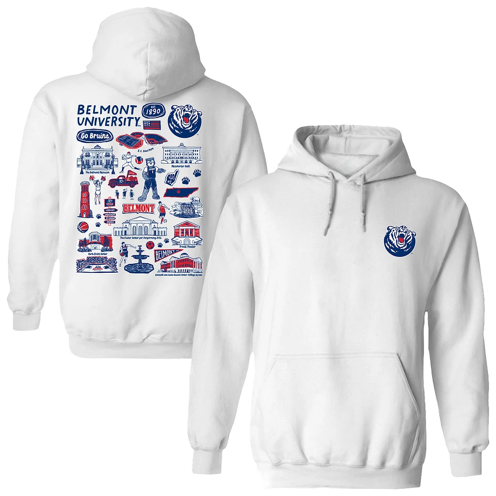 Women's Vive La Fete White Belmont Bruins Impressions Artwork Pullover Hoodie