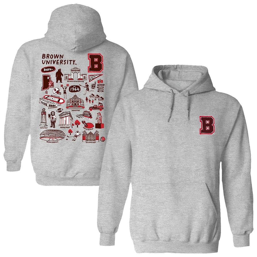 Women's Vive La Fete Gray Brown Bears Impressions Artwork Pullover Hoodie