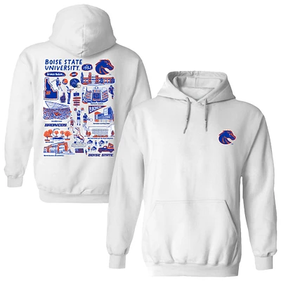 Women's Vive La Fete White Boise State Broncos Impressions Artwork Pullover Hoodie