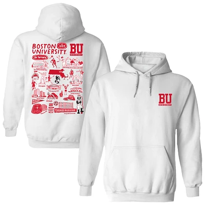 Women's Vive La Fete White Boston University Impressions Artwork Pullover Hoodie