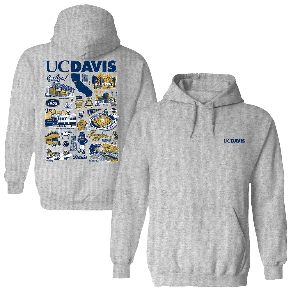 Women's Vive La Fete Gray UC Davis Aggies Impressions Artwork Pullover Hoodie