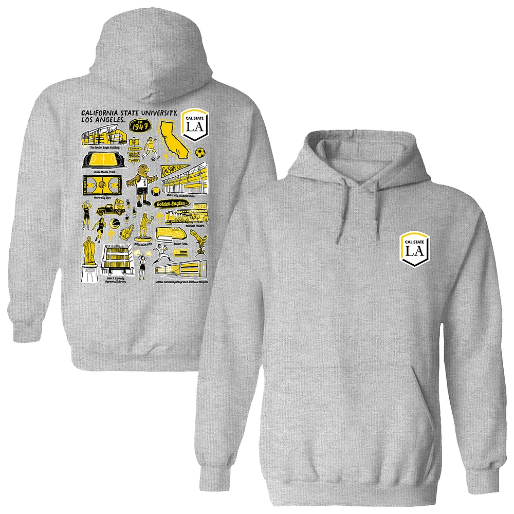 Women's Vive La Fete Gray Cal State L.A. Golden Eagles Impressions Artwork Pullover Hoodie
