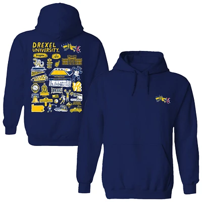 Women's Vive La Fete Navy Drexel Dragons Impressions Artwork Pullover Hoodie