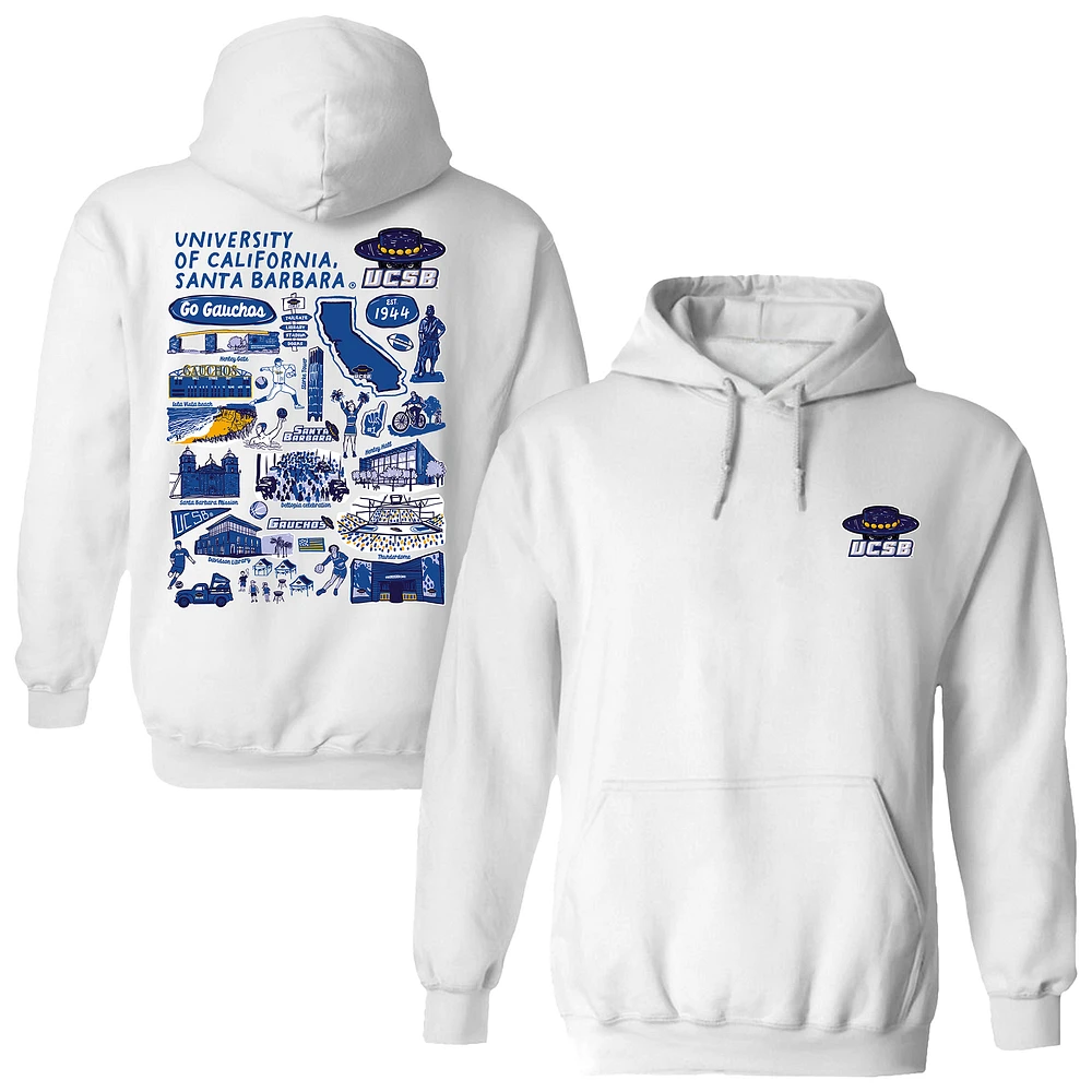 Women's Vive La Fete White UC Santa Barbara Gauchos Impressions Artwork Pullover Hoodie