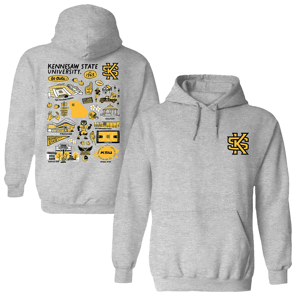 Women's Vive La Fete Gray Kennesaw State Owls Impressions Artwork Pullover Hoodie