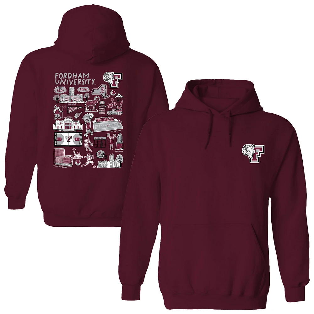 Women's Vive La Fete Maroon Fordham Rams Impressions Artwork Pullover Hoodie