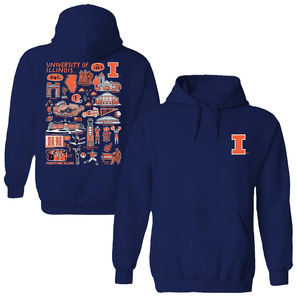 Women's Vive La Fete Navy Illinois Fighting Illini Impressions Artwork Pullover Hoodie
