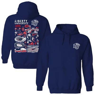 Women's Vive La Fete Navy Liberty Flames Impressions Artwork Pullover Hoodie