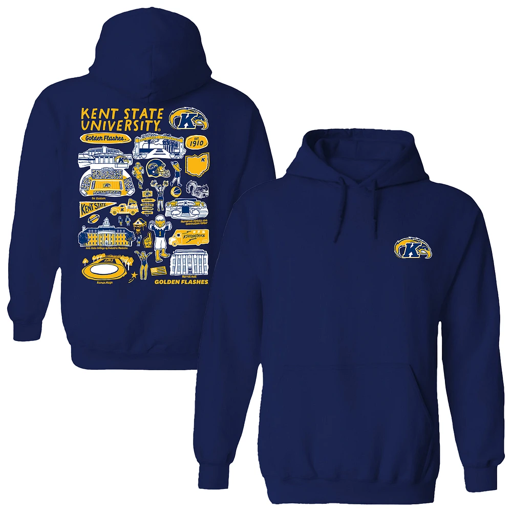 Women's Vive La Fete Navy Kent State Golden Flashes Impressions Artwork Pullover Hoodie