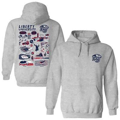 Women's Vive La Fete Gray Liberty Flames Impressions Artwork Pullover Hoodie