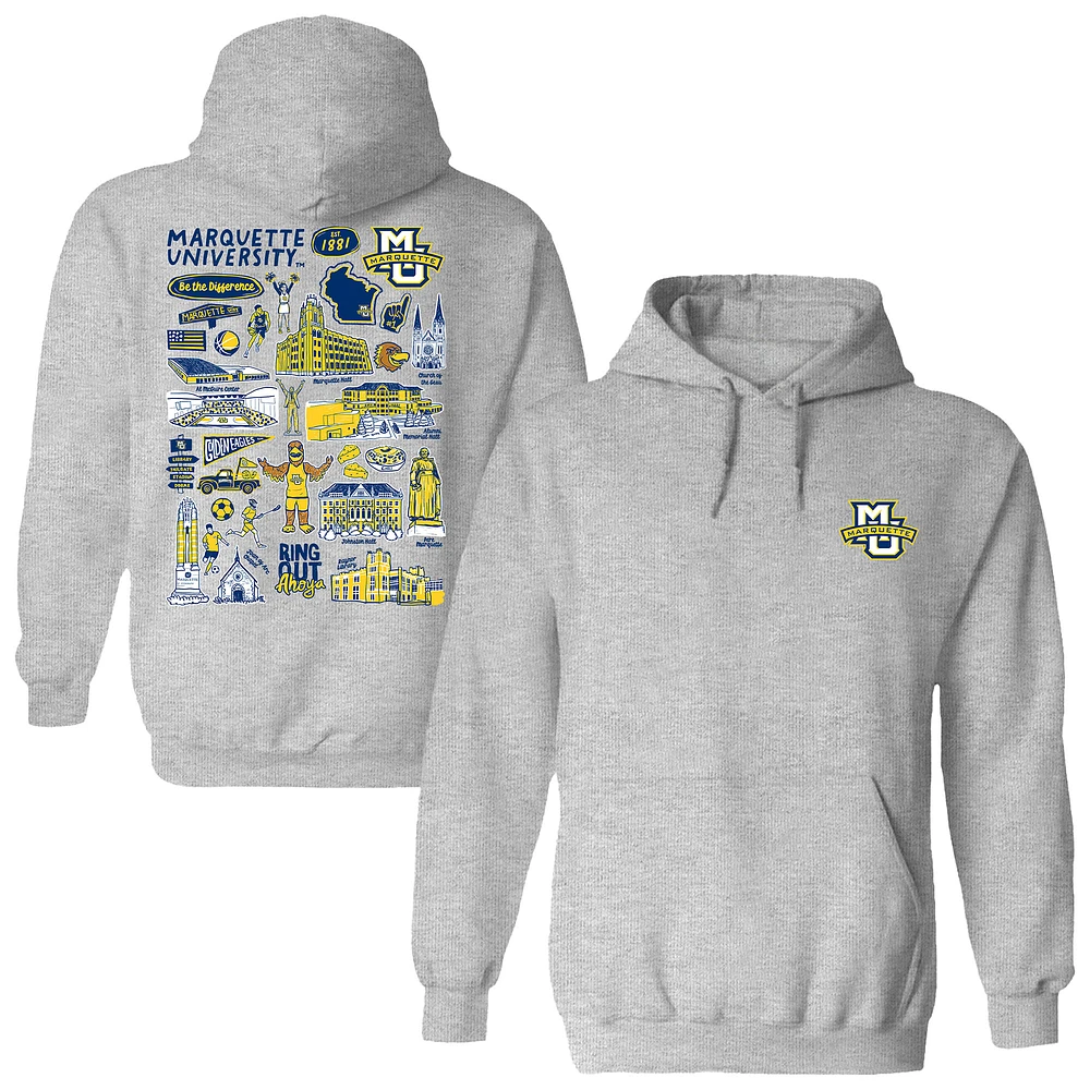 Women's Vive La Fete Gray Marquette Golden Eagles Impressions Artwork Pullover Hoodie