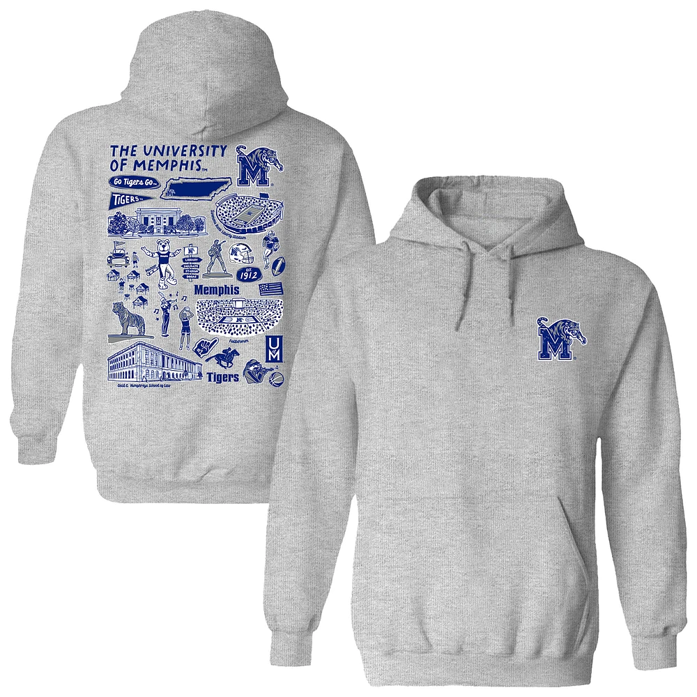 Women's Vive La Fete Gray Memphis Tigers Impressions Artwork Pullover Hoodie
