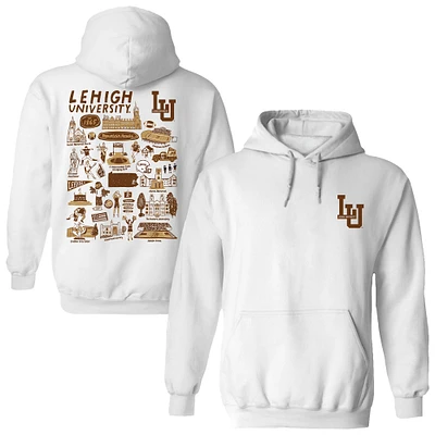 Women's Vive La Fete White Lehigh Mountain Hawks Impressions Artwork Pullover Hoodie