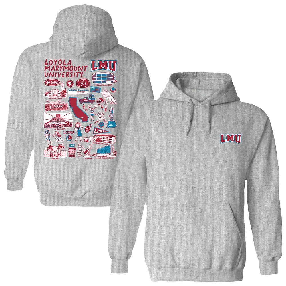 Women's Vive La Fete Gray Loyola Marymount Lions Impressions Artwork Pullover Hoodie