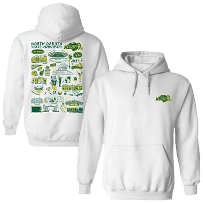 Women's Vive La Fete White NDSU Bison Impressions Artwork Pullover Hoodie