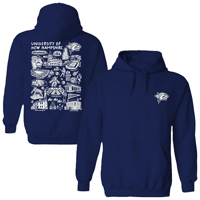 Women's Vive La Fete Navy New Hampshire Wildcats Impressions Artwork Pullover Hoodie