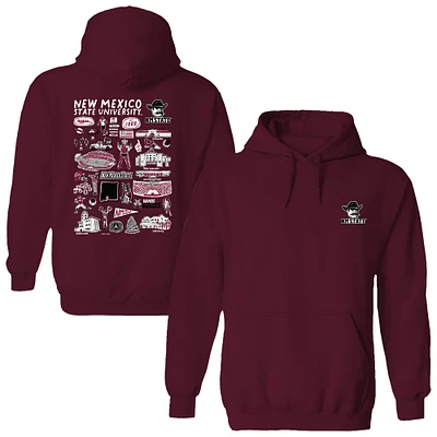 Women's Vive La Fete Maroon New Mexico State Aggies Impressions Artwork Pullover Hoodie