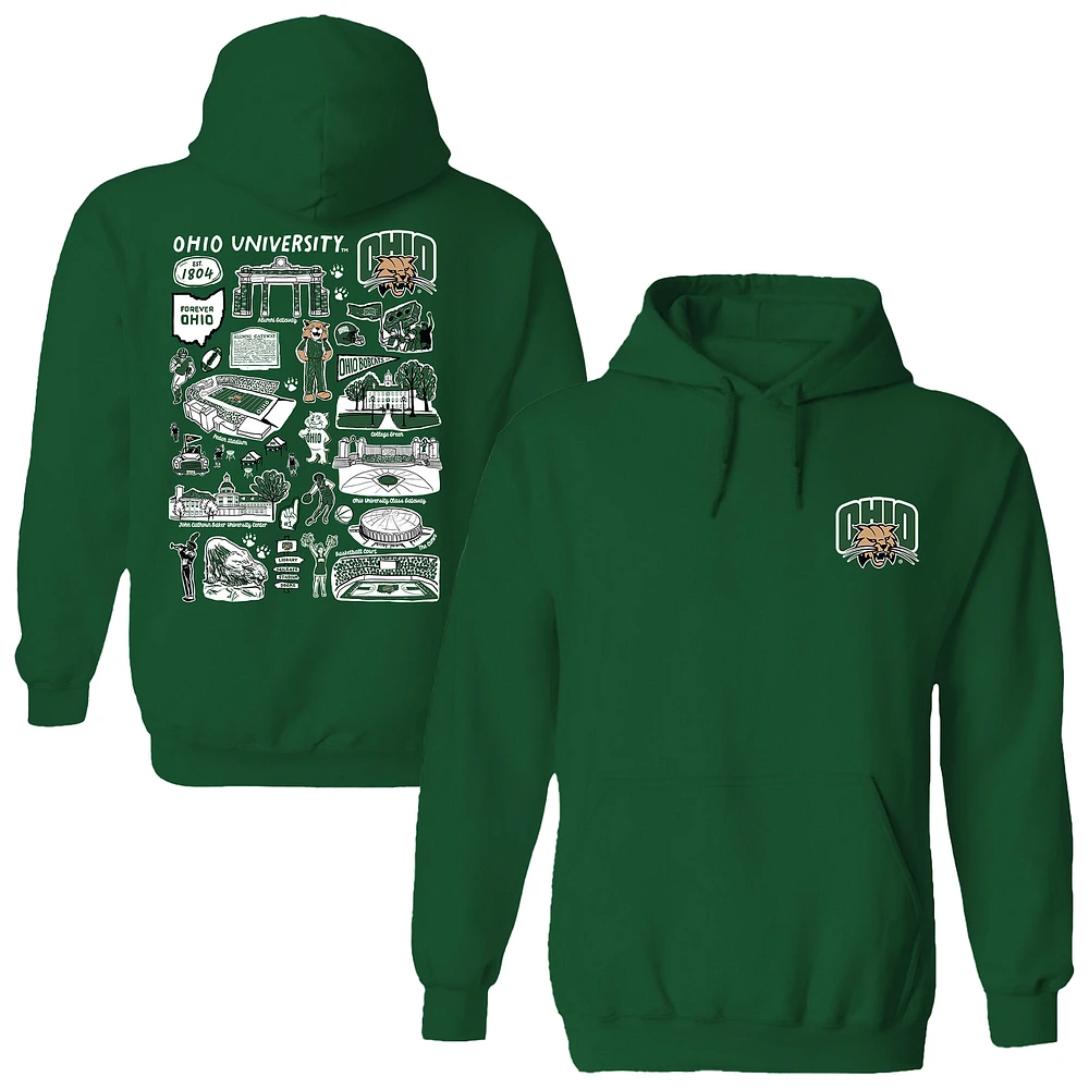 Women's Vive La Fete Green Ohio Bobcats Impressions Artwork Pullover Hoodie