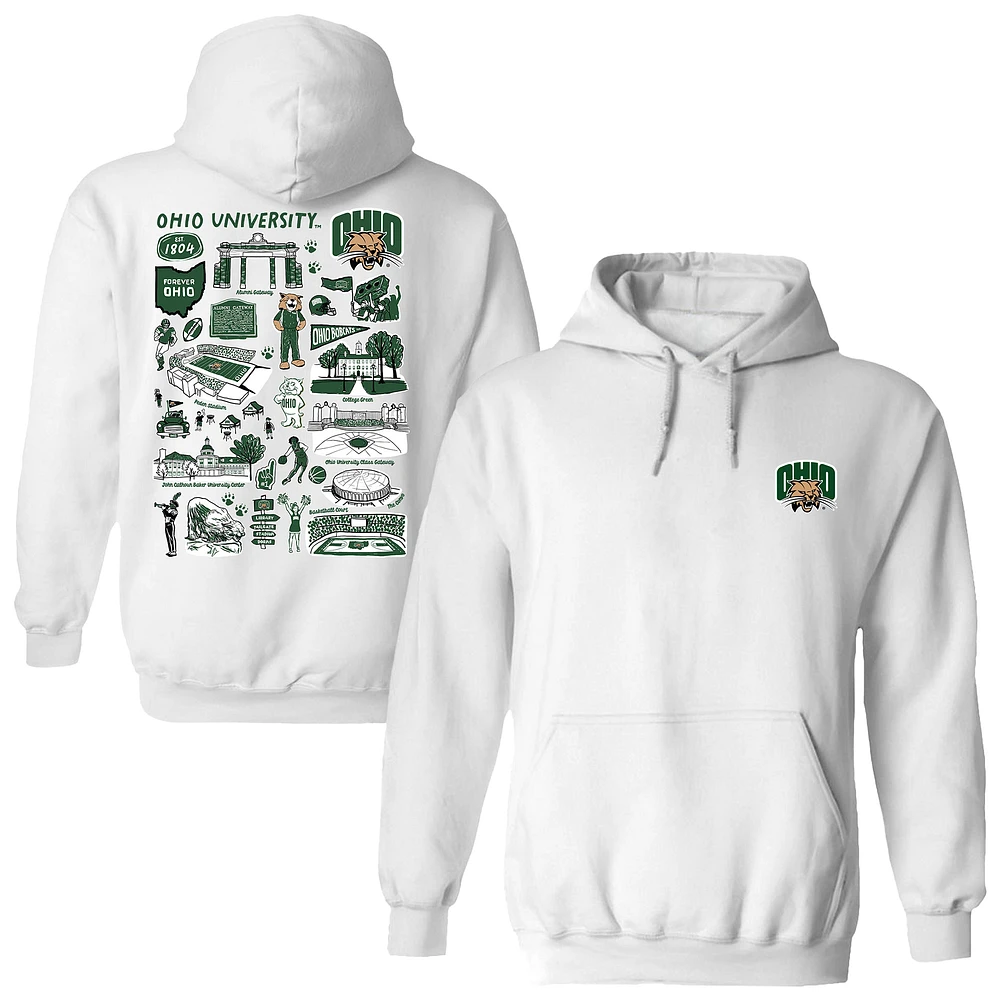 Women's Vive La Fete White Ohio Bobcats Impressions Artwork Pullover Hoodie