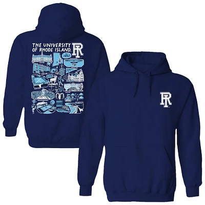 Women's Vive La Fete Navy Rhode Island Rams Impressions Artwork Pullover Hoodie