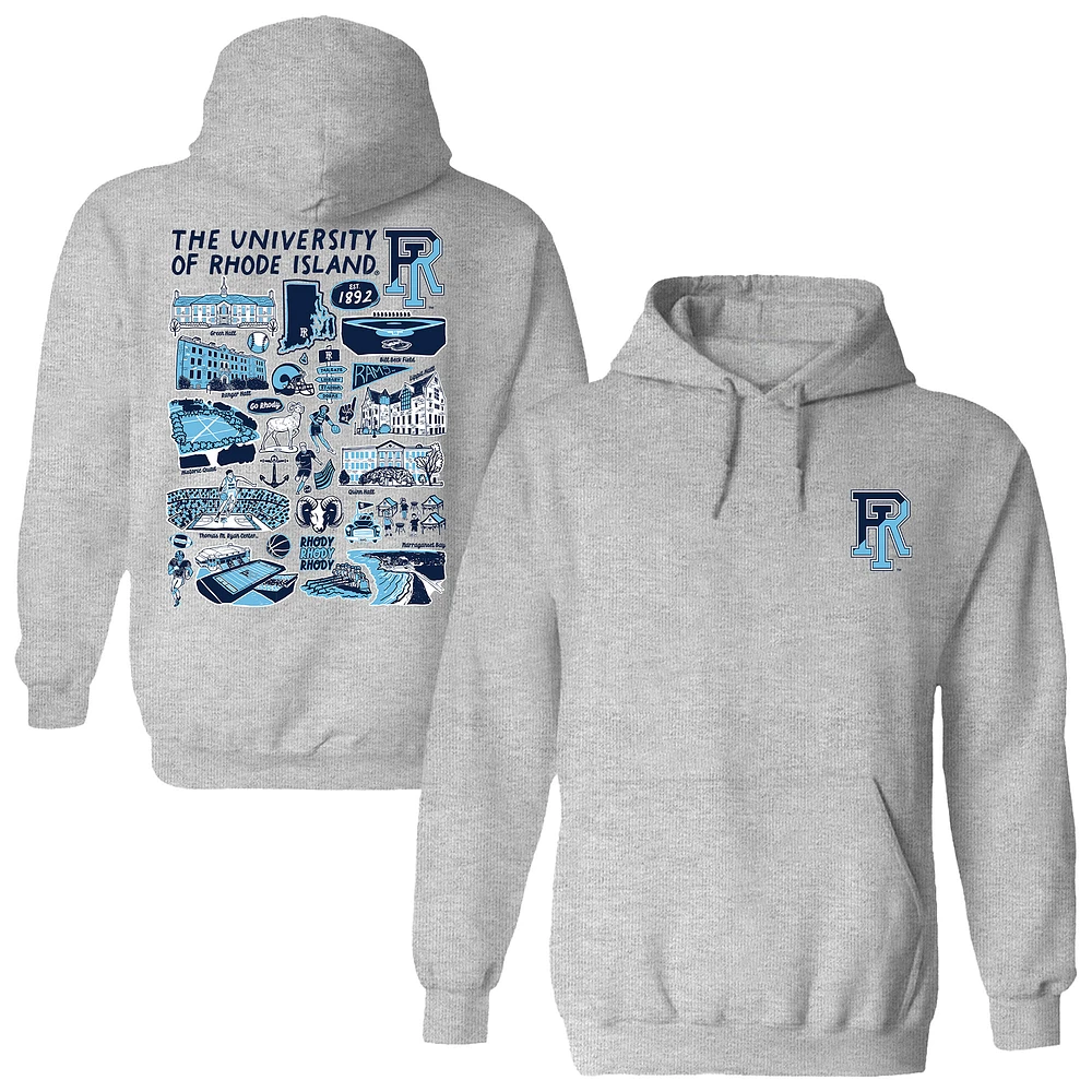 Women's Vive La Fete Gray Rhode Island Rams Impressions Artwork Pullover Hoodie