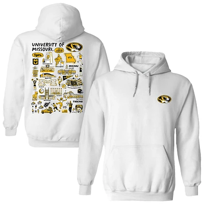 Women's Vive La Fete White Missouri Tigers Impressions Artwork Pullover Hoodie