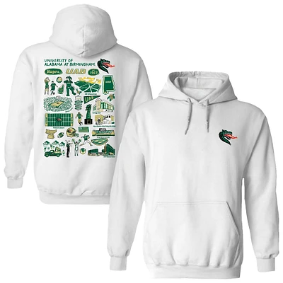 Women's Vive La Fete White UAB Blazers Impressions Artwork Pullover Hoodie