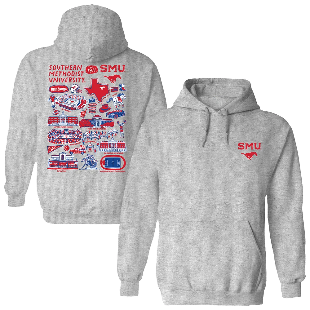 Women's Vive La Fete Gray SMU Mustangs Impressions Artwork Pullover Hoodie