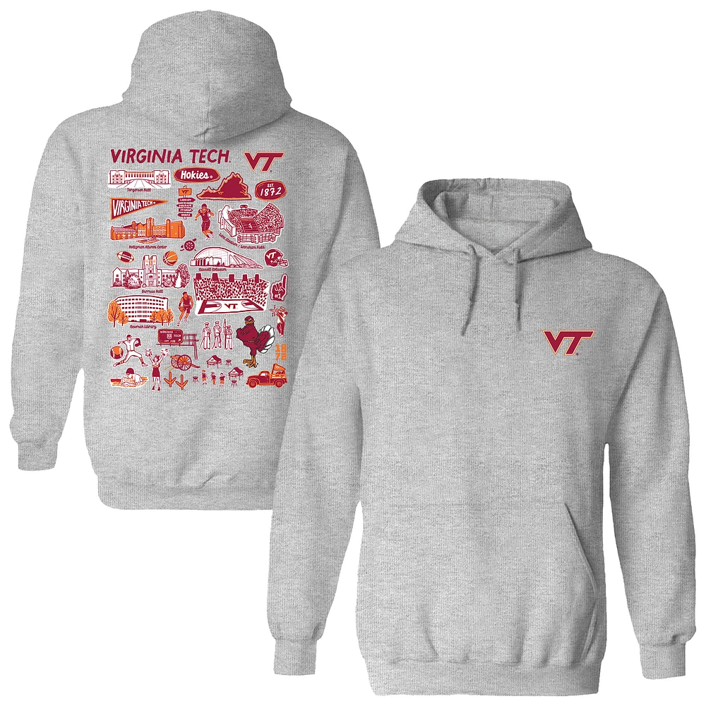 Women's Vive La Fete Gray Virginia Tech Hokies Impressions Artwork Pullover Hoodie