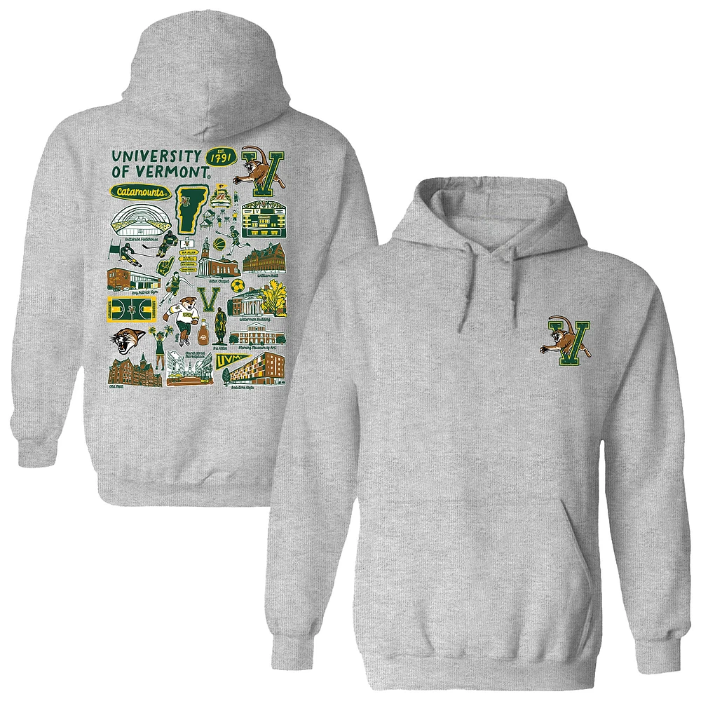 Women's Vive La Fete Gray Vermont Catamounts Impressions Artwork Pullover Hoodie