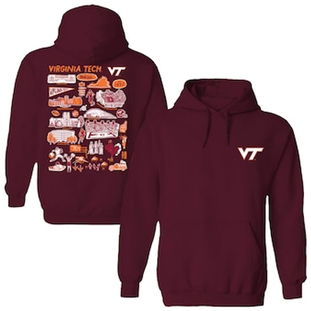 Women's Vive La Fete Maroon Virginia Tech Hokies Impressions Artwork Pullover Hoodie
