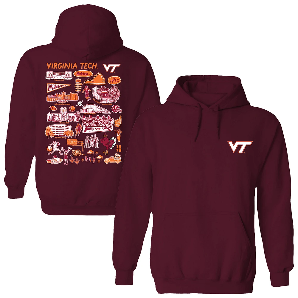 Women's Vive La Fete Maroon Virginia Tech Hokies Impressions Artwork Pullover Hoodie