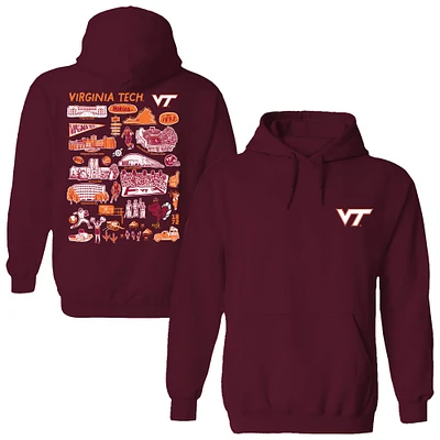 Women's Vive La Fete Maroon Virginia Tech Hokies Impressions Artwork Pullover Hoodie