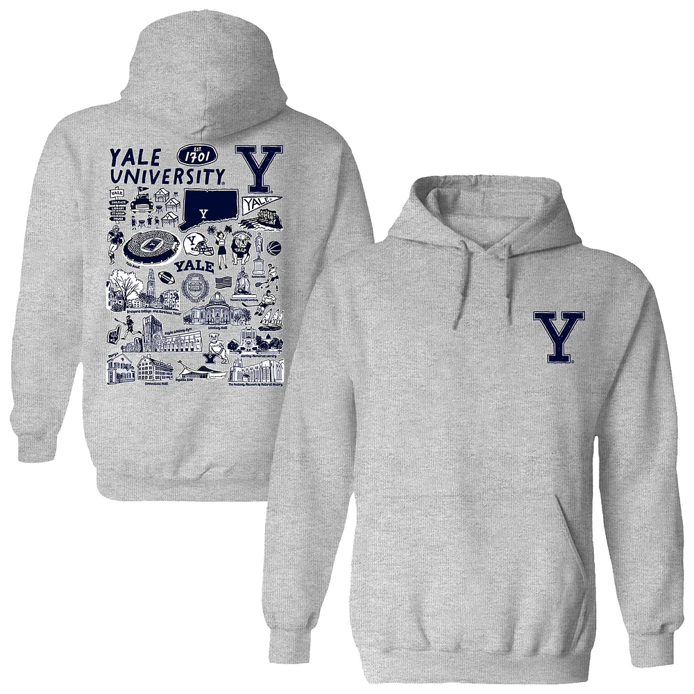 Women's Vive La Fete Gray Yale Bulldogs Impressions Artwork Pullover Hoodie