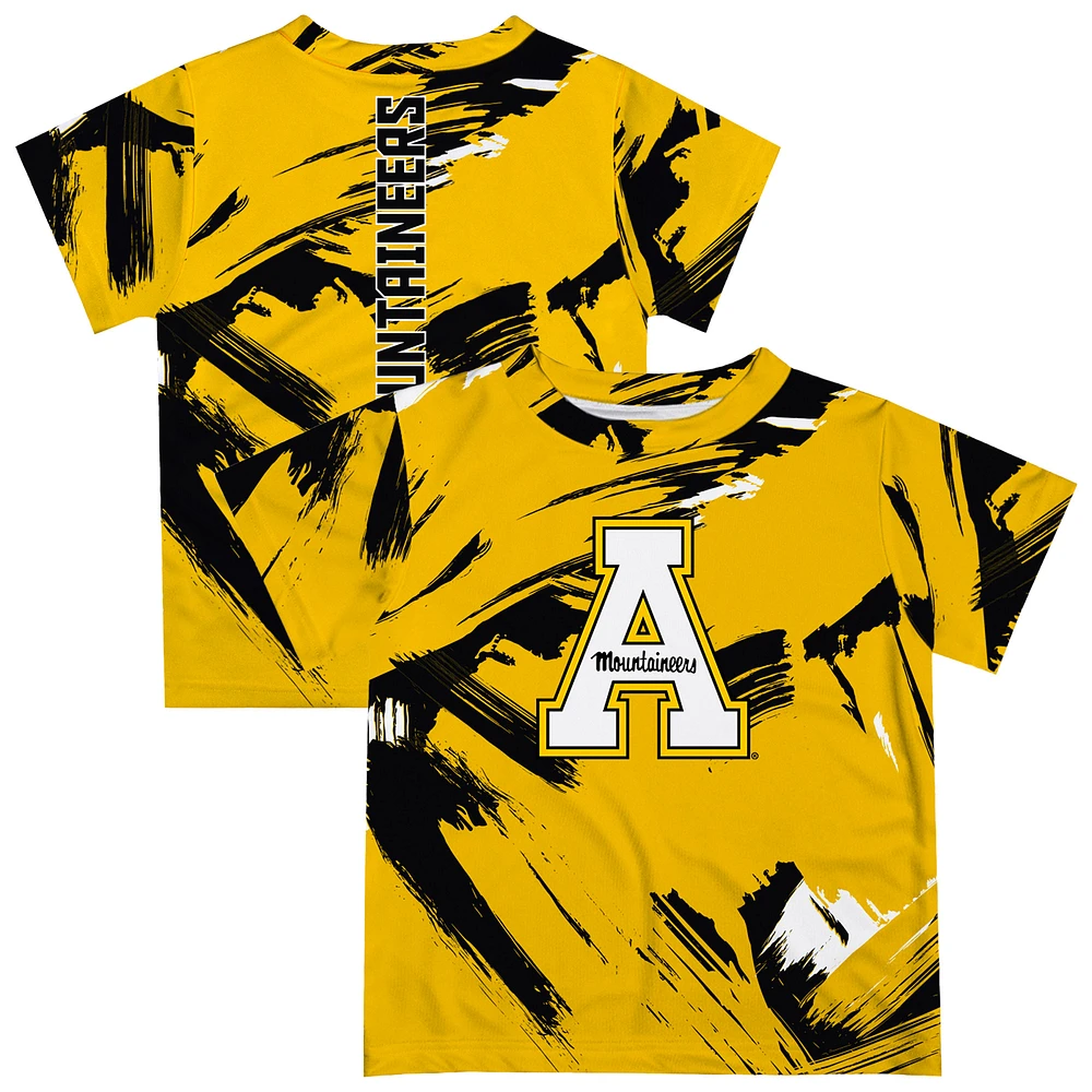 Toddler Vive La Fete Gold Appalachian State Mountaineers Paint Brush T-Shirt