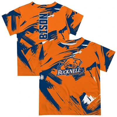 Youth Vive La Fete Orange Bucknell Bison Paint Brush T-Shirt