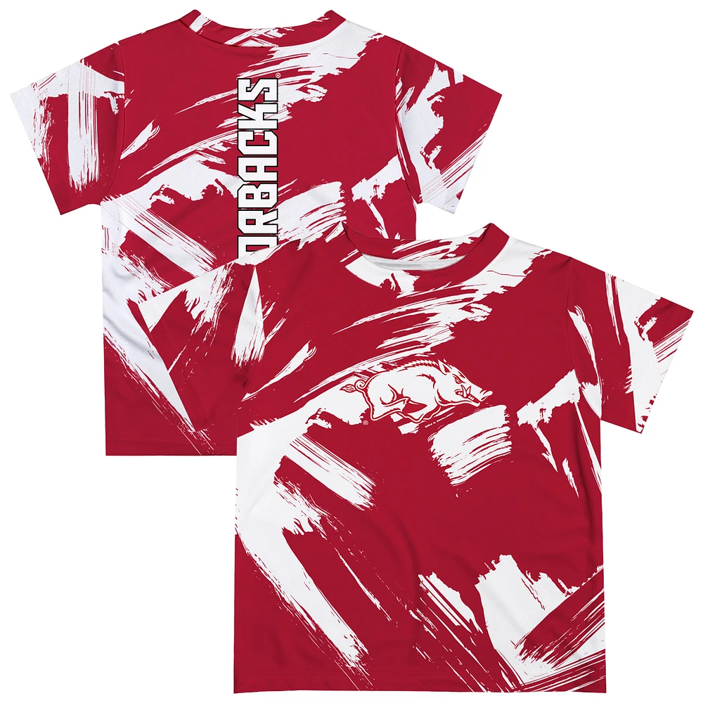 Youth Vive La Fete Cardinal Arkansas Razorbacks Paint Brush T-Shirt