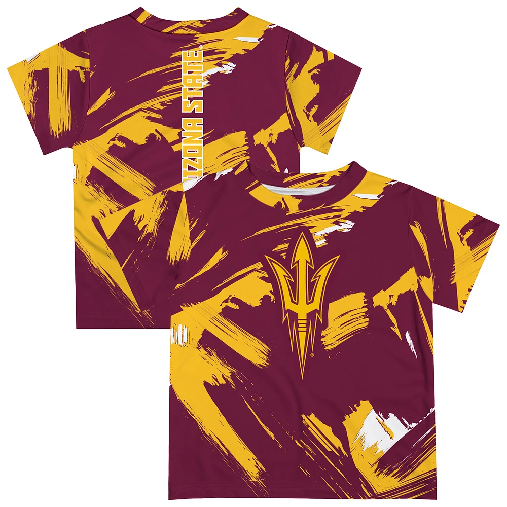 Youth Vive La Fete Maroon Arizona State Sun Devils Paint Brush T-Shirt