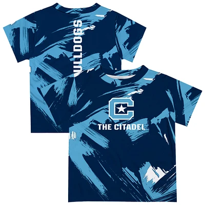 Youth Vive La Fete Navy Citadel Bulldogs Paint Brush T-Shirt