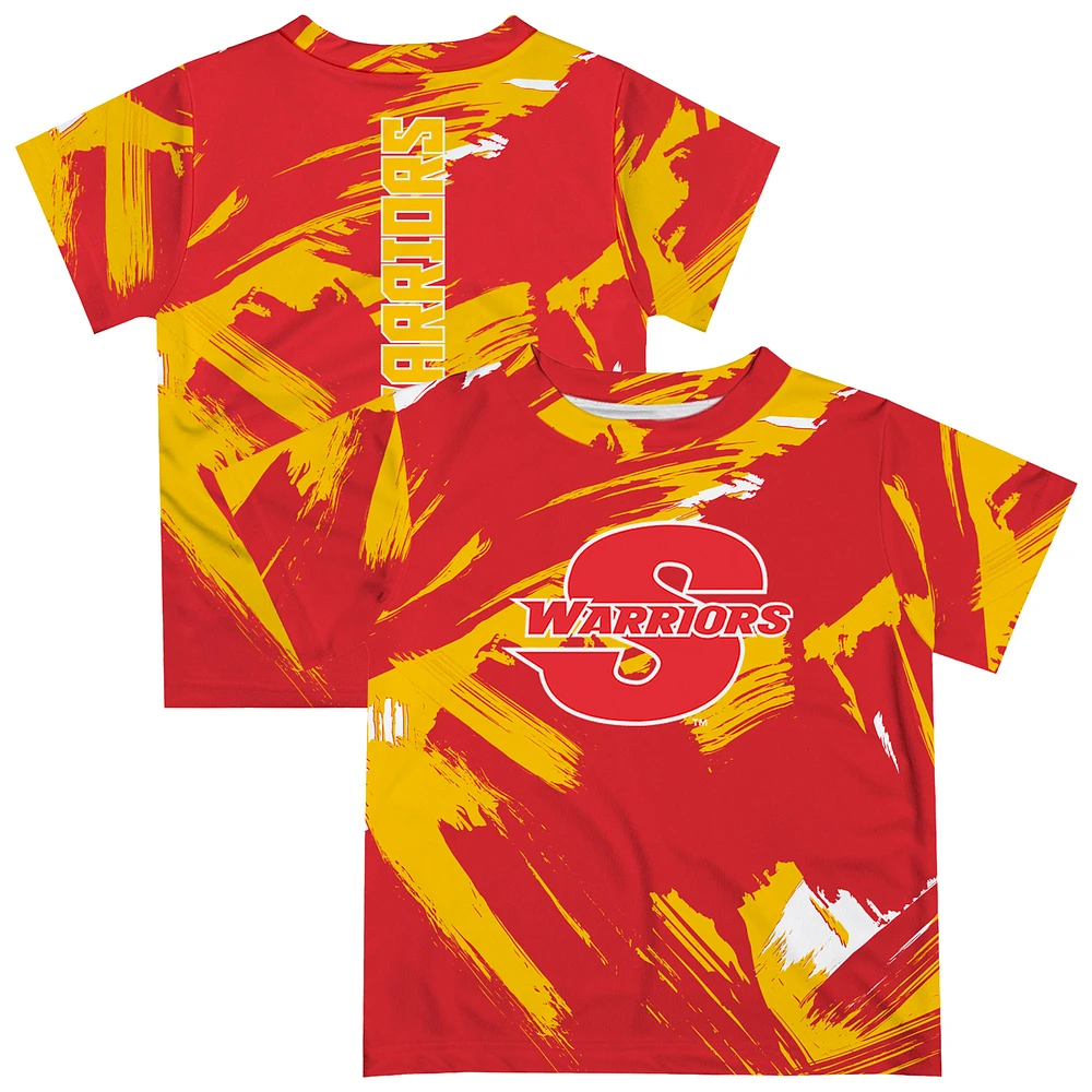 Youth Vive La Fete Red Cal State Stanislaus Warriors Paint Brush T-Shirt