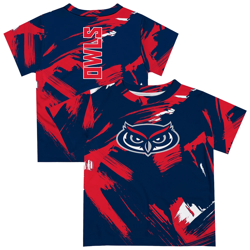 Youth Vive La Fete Navy Florida Atlantic Owls Paint Brush T-Shirt
