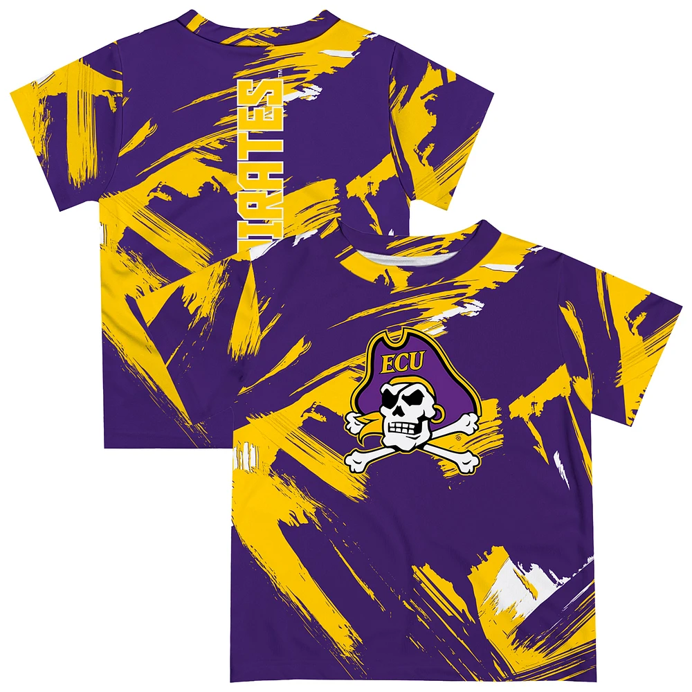 Youth Vive La Fete Purple ECU Pirates Paint Brush T-Shirt