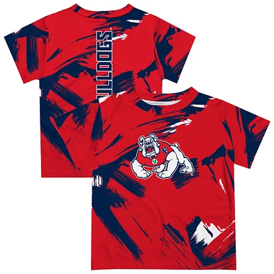 Youth Vive La Fete Red Fresno State Bulldogs Paint Brush T-Shirt