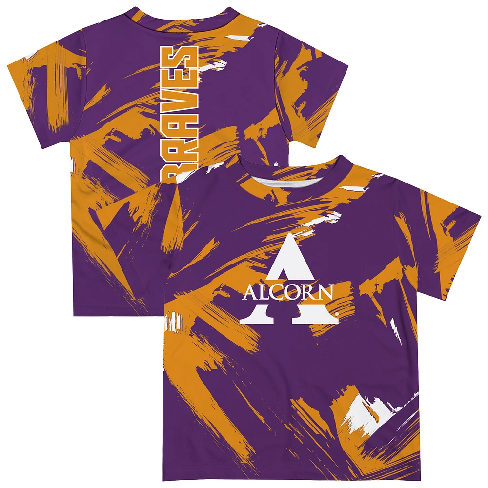 Youth Vive La Fete Purple Alcorn State Braves Paint Brush T-Shirt