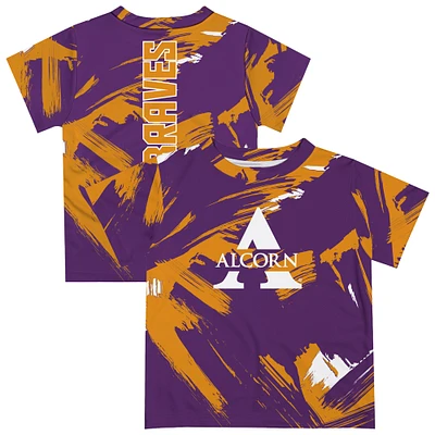 Youth Vive La Fete Purple Alcorn State Braves Paint Brush T-Shirt